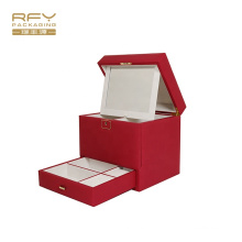 Luxury Custom Logo Organizer Holder Jewelry Box With Mirror Pouch Drawer
